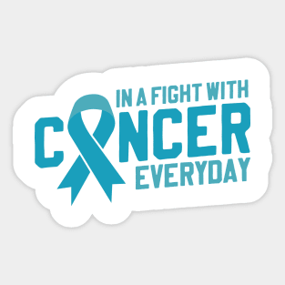 Fight With Cancer Everyday | Blue Ribbon for Prostate Cancer Sticker